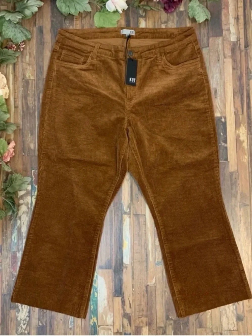 KUT FROM THE KLOTH NWT Cognac Kelsey High Waist Corduroy Pants 16W